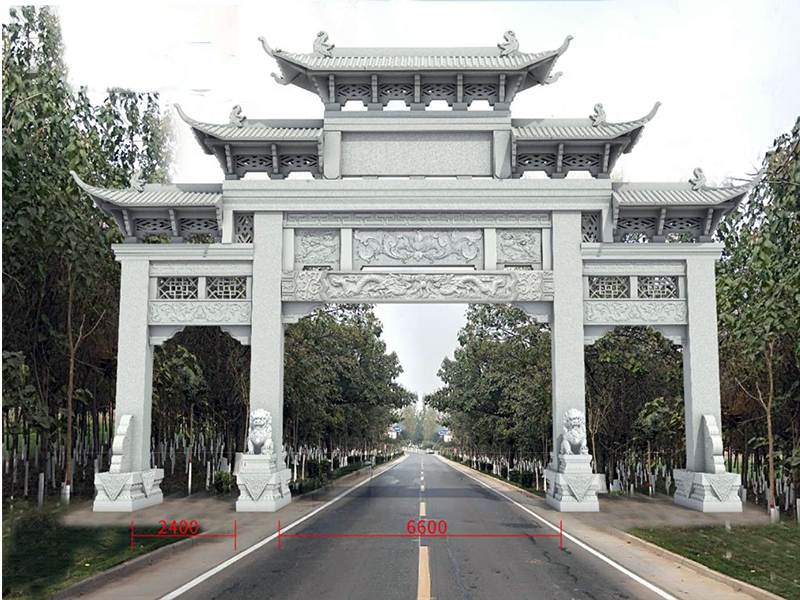 三門(mén)五樓石雕牌坊